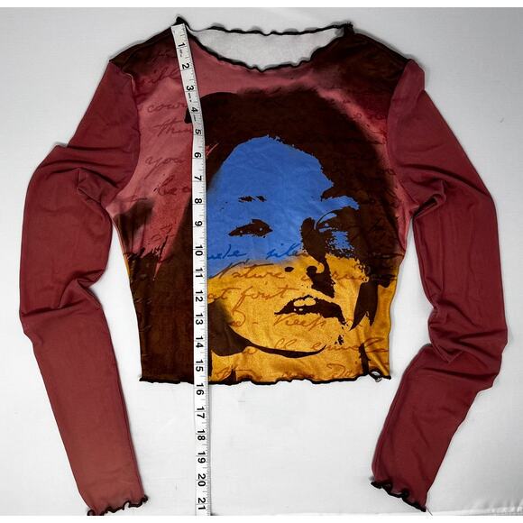 Shein Women's Cropped Top size XS With Sheer sleeves Pre-owned in good condition - Picture 2 of 9